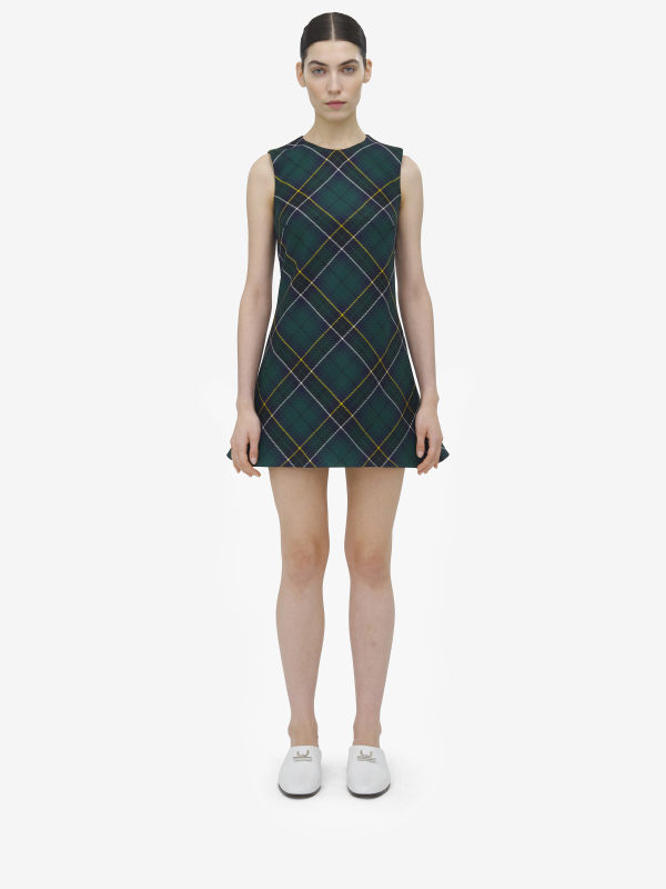 ALEXANDER MCQUEEN - Wool Tartan Mini Dress - Item 842930QJAFI4348